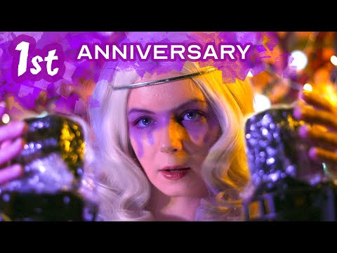 1st Channel Anniversary Celebration ASMR - My first video's triggers with whispered commentary 🎈🥳🎉🍾🎆