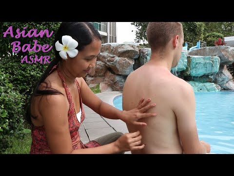 Asian Babe ASMR | Waterfall, Pool, and a Soft Tickle Massage (NO TALKING)