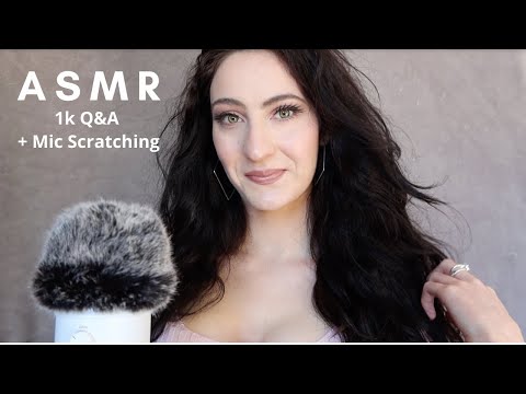 ASMR Close Up Whispered Get To Know Me with Fluffy Mic Scratching (1k Q&A)