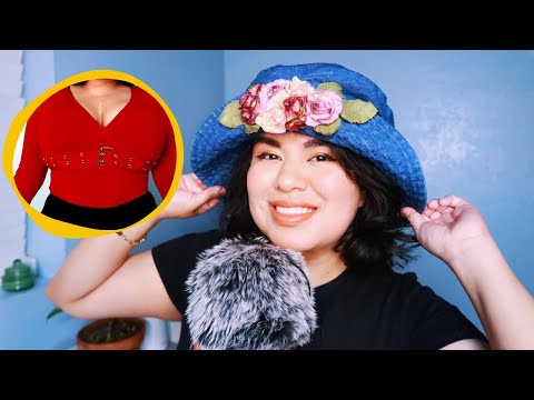ASMR Thrifted Clothing Haul & Try-on w/ Close Up Whisper