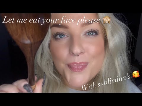 Eating your face w wooden spoon & subliminals! #asmr #eatingsounds #mouthsounds #mouthsoundasmr