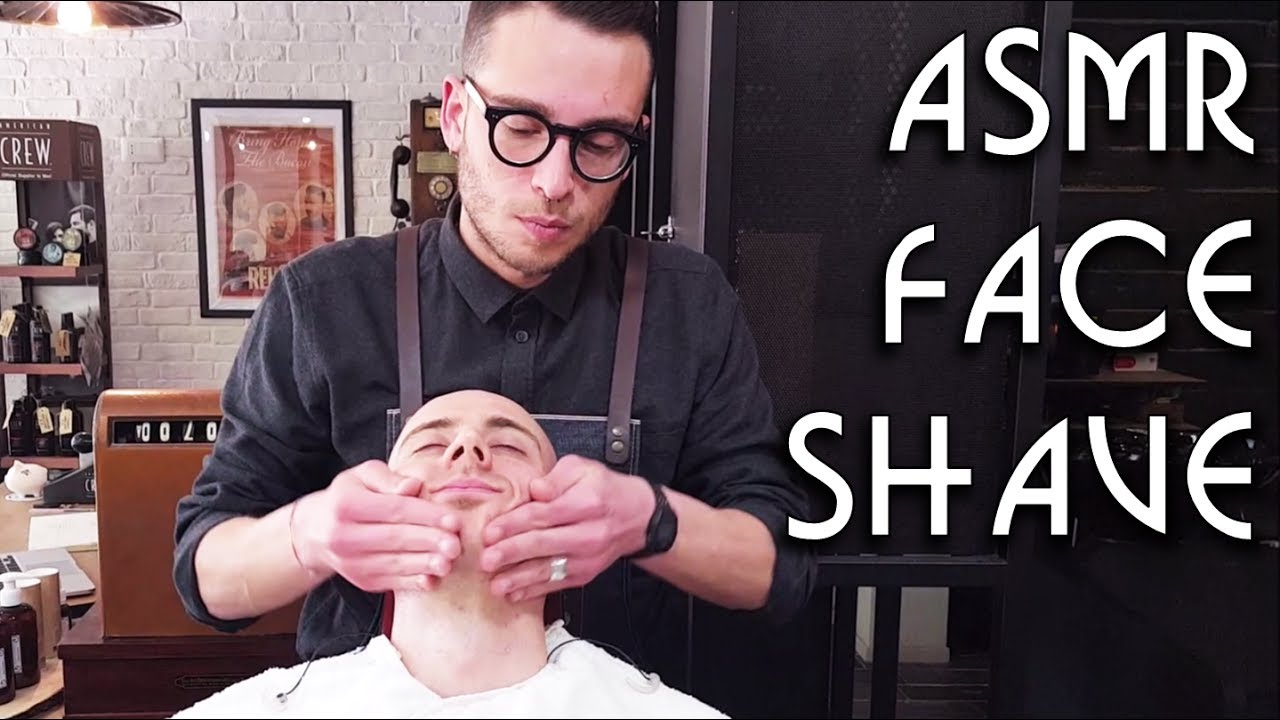 💈 Young Italian Barber - Face Shave with razor - short face Massage - ASMR no talking