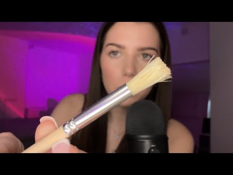 MIC BRUSHING WITH 9 DIFFERENT BRUSHES | Mic trigger assortment | ASMR 🖌️☁️