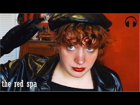 ASMR leather overload ( gloves, jacket, bag, mic blowing, tapping, whispering, latex, tape, brush)