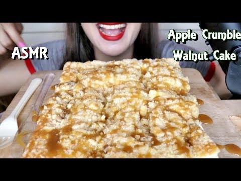 ASMR Apple Crumble Walnut Cake Eating Sounds No Talking