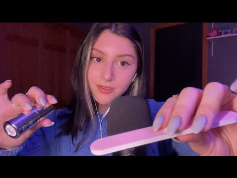 ASMR BEST FRIEND PAMPERS U 🌙  (nails, fast haircut, makeup roleplay)
