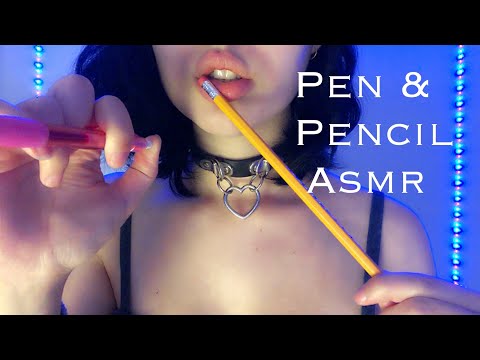 ASMR  Pen & Pencil Noms ~ Chewing & Tapping ~