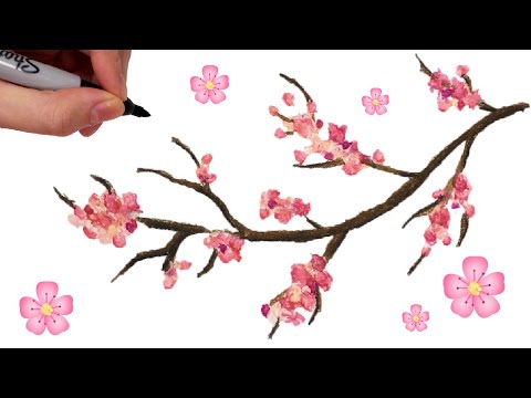 Comment Dessiner Facilement Une BRANCHE DE CERISIER JAPONAIS Au Pastel à l'Huile [Arbre Sakura]