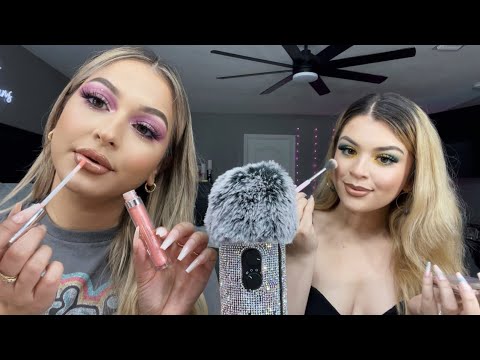 ASMR with my sister 💗 get ready with us | relaxing makeup application + TAPPING 💅