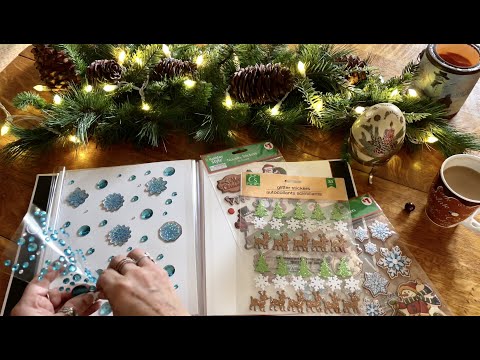 Christmas Stickers! (No Talking version) Filling in the Sticker Album! ASMR Crinkles.