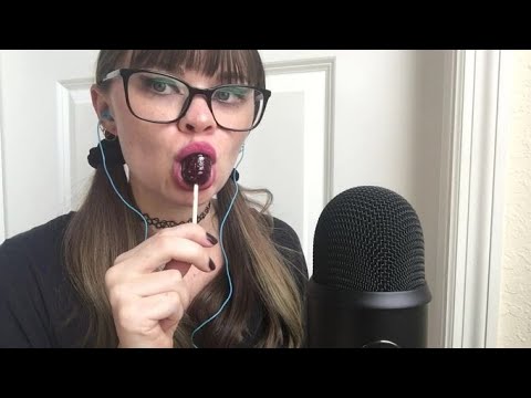 ASMR LOLLIPOP 🍇BlowPop Charms Glasses Girl Grape PURPLE satisfying mouth sounds eating show