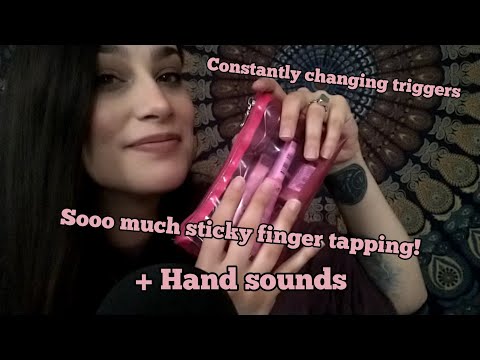 ASMR Fast Aggressive Sticky Finger Tapping / Gripping / Grasping + Hand Sounds