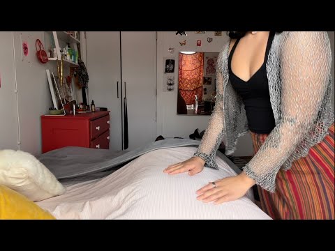 ASMR | POV back massage and bedtime reiki session! (Body pillow)