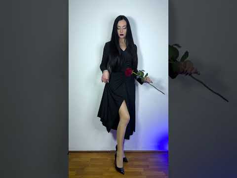 Morticia Addams  Roleplay 🖤 Nylon Pantyhose Try On With A Long Dress