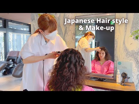 ASMR Japanese Sleep-inducing Hairstyle with Make up in Tokyo, Japan (soft spoken)