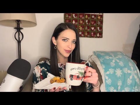 ASMR| Have Breakfast with Me (1st day of Christmas - whispering, Christmas memories, and more)