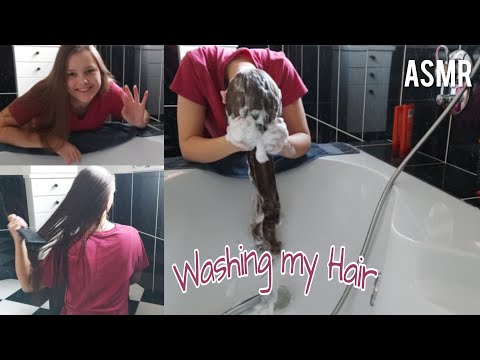 ASMR Washing my Hair (Shampooing TWICE, Conditioning, Hair Brushing) - Requested