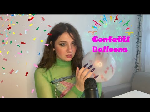 ASMR Blowing And Popping Confetti Balloons 🎈🎉 | Kissing, Scratching, Licking, Spit Painting 🎉🎉