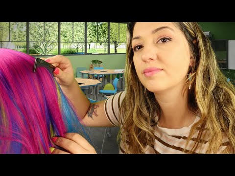 ASMR✨ GIRL IN CLASS plays with your hair and comforts you (brushing, personal attention)