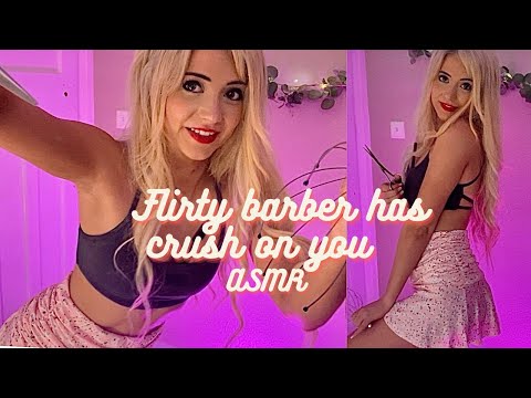 ASMR Flirty barbershop 💈 cute girl has crush on you roleplay | shave, haircut, scissors, brushing
