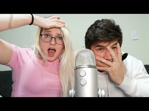 ASMR with my boyfriend (UNEDITED).  Visuals triggers/tapping/scratching/mouth sounds