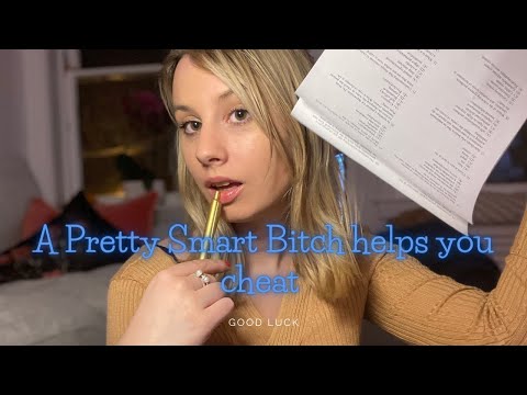 ASMR BITCHY ROLEPLAY: Helping you cheat on your exam! (Whispered and Soft Spoken)