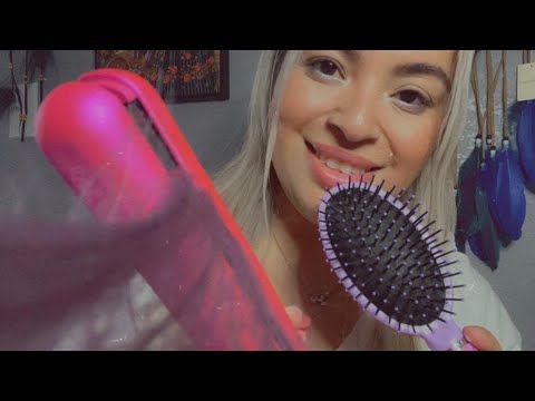 ASMR| Your rude/funny bestie gossips w/you in class while she brushes & styles your hair- 💤