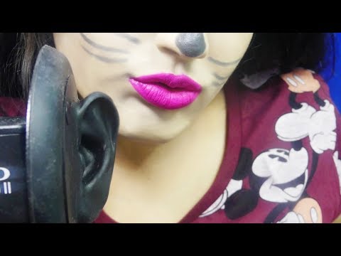 ASMR Kitty Roleplay - 3DIO Mouth Sounds, Licking Sounds & Eating Your Ears MEOW Whisper!