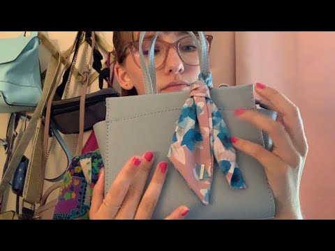 ASMR// Purse Show and Tell!//tapping+ fabric rubbing+ soft spoken