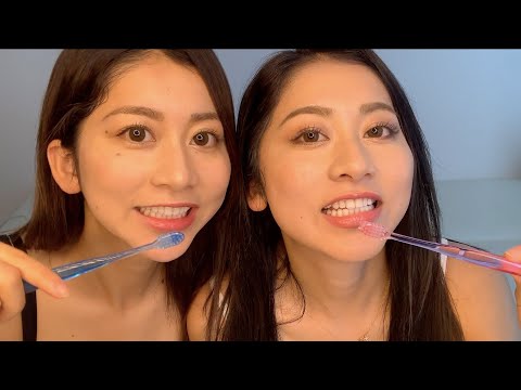 【ASMR】twins brushing teeth 歯磨き音 【音フェチ】