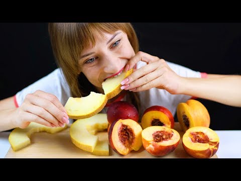 ASMR Fruits MELON, PEACH (DIFFERENT TEXTURE EATING SOUNDS) NO TALKING | LILIBU-ASMR