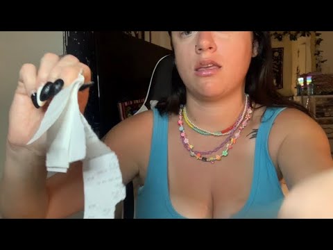 ASMR Girl in Tank Top Ripping Receipts (fast & aggressive)