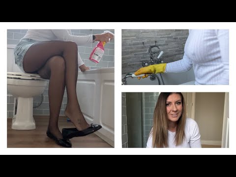 AMSR Cleaning No Talking Bathroom Scrubbing, Spraying and Wiping - Housewife Cleaning Chores