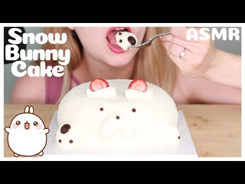 ASMR: Snow Bunny Cake *EATING SOUNDS* (no talking) 먹방