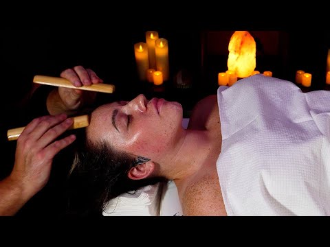 Warm Soothing Head & Chest Massage With Bamboo on WATER! [ASMR][No Talking]