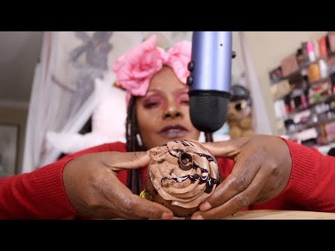 ASMR Cheese Cake Chocolate Drizzle Eating Sounds