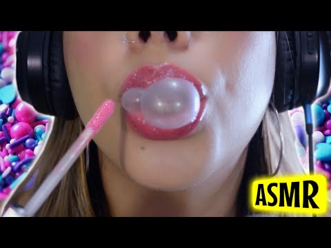 👄 ASMR CHEWING GUM | Mouth Sounds and LIPGLOSS Application💄
