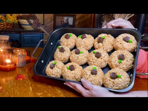 Making Rice Krispy Pumpkins! (No talking version) ASMR Mini kitchen tour. ASMR