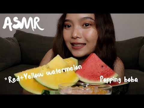 ASMR RED+YELLOW WATERMELON (SOOTHING CRUNCH SOUNDS)🍉|Hanna ASMR