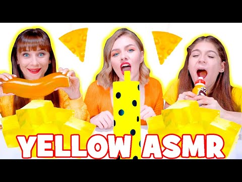 ASMR Eating Only One Color Food Yellow Jelly, Gummy Sour Mukbang