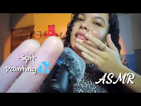 ASMR Spit Painting YOU to Sleep💦🎨| MOUTH SOUNDS (hand movement and soft spoken) *soninho chegando*💤