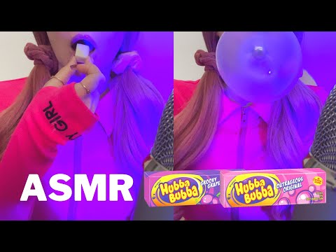 ASMR Bubble Gum Chewing Sounds & Blowing Bubbles with Hubba Bubba Gums (no talking)
