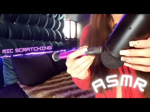 ASMR - Pure Mic Scratching And Tapping with long nails,Brushing Mic with A Makeup Brush (No Talking)