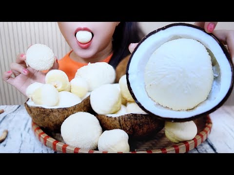ASMR Sprouted Coconut (COCONUT PULP) Fluffy Soft crunchy EATING SOUNDS | LINH-ASMR
