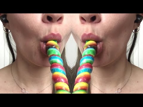 ASMR 1 hour LOLLIPOP 🍭 NO TALKING 🍭 XL Rainbow Long Tongue change aggressive satisfying mouth sounds