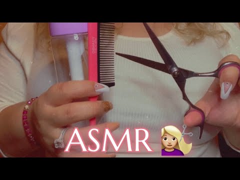 ASMR| Roleplay: Giving you a new haircut 💇🏼‍♀️| Glove, scissor, & water sounds | Friendly stylist