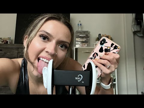 ASMR| 3DIO MIC EAR TO EAR TONGUE FLUTTERING & LICKS IN YOUR EARS- TAPPING ON RANDOM ITEMS