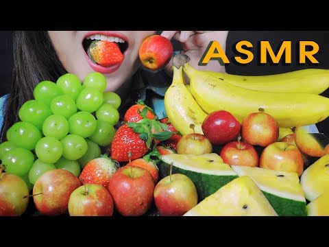 ASMR EATING FRUITS PLATTER MUSCAT GRAPES STRAWBERRY MINI APPLES BANANA EATING SOUND | LINH-ASMR 먹방
