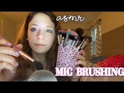 ASMR BRUSHING the Mic with ALL of my makeup Brushes