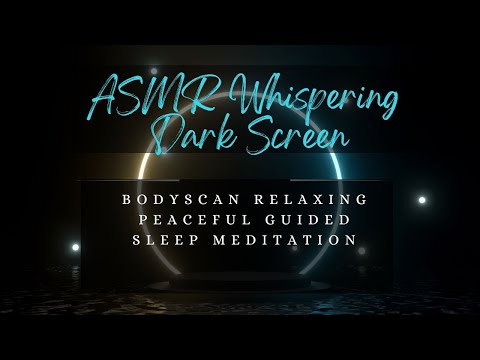 ASMR Dark Screen Whispering Guided Bodyscan Sleep Meditation Binaural Theta 4 Hz  Rain Sounds Deep